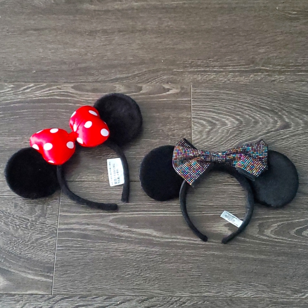 Disney Parks and Disneyland Hong Kong Ear Headband - lot of 2 Minnie Mouse